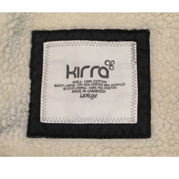 Kirra Black Sherpa Lined Jacket Women’s Large Zip Front Soft Fleece Lining - Picture 2 of 4